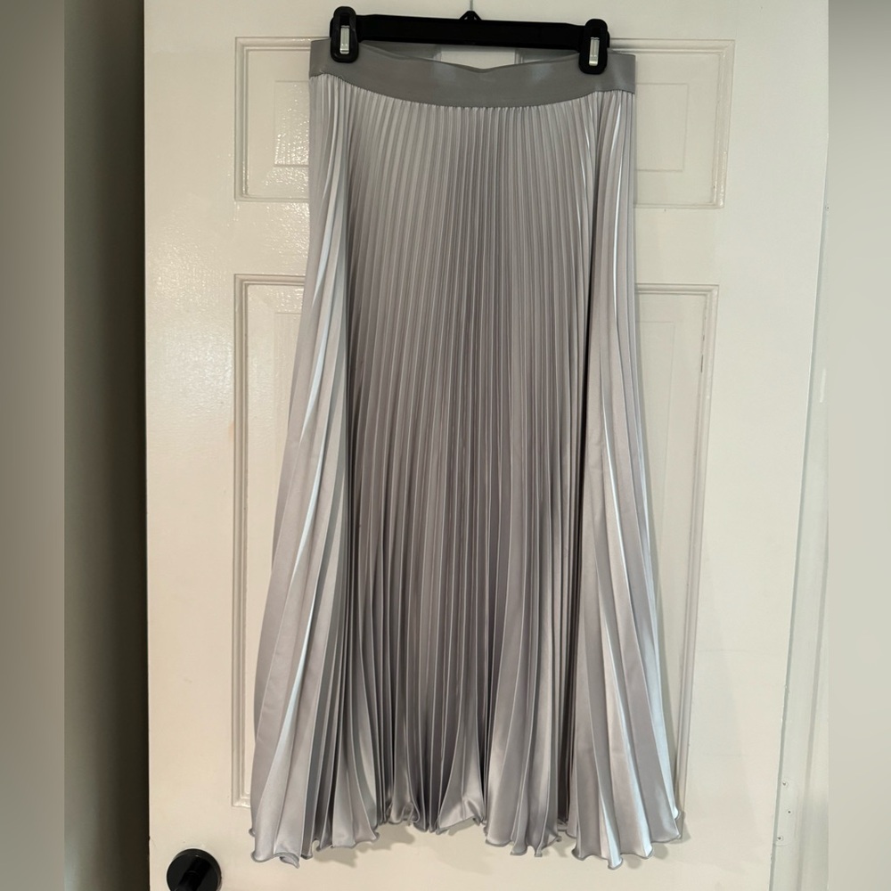 Anthropologie pleated midi skit silver sz10
